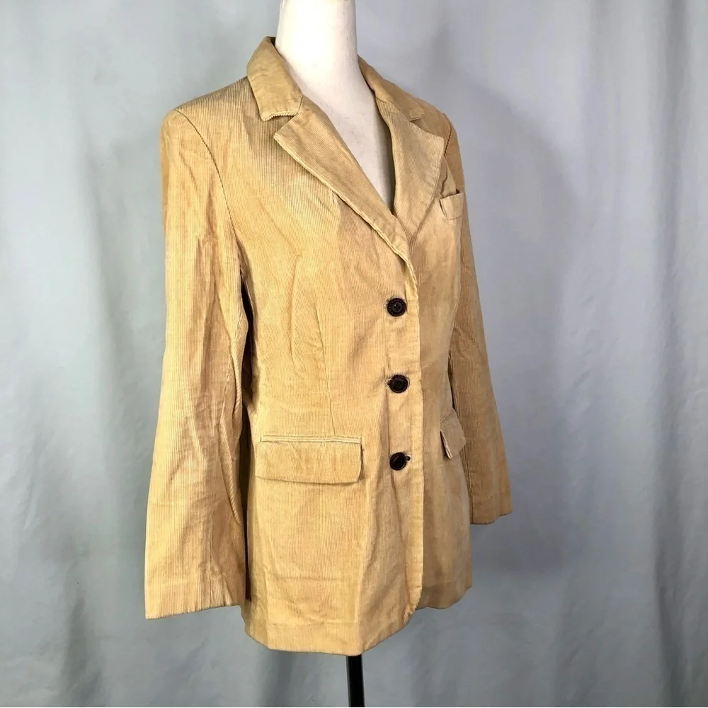 VINTAGE corduroy blazer jacket tan wheat color 1970s 70s juniors 11
